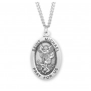 Sterling Silver St. Michael Medal Size 8 - 24" Chain - Boxed - Necklace