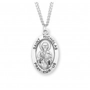 Sterling Silver St. Nicholas Medal Size 8 - 24" Chain - Boxed - Necklace