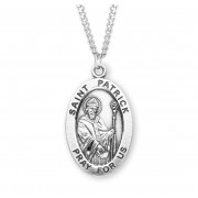 Sterling Silver St. Patrick Medal Size 8 - 24" Chain - Boxed - Necklace