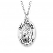 Sterling Silver St. Peregrine Medal Size 8 - 24" Chain - Boxed - Necklace