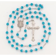 Round Blue Opal Finest Austrian Crystal Sterling Silver Rosary