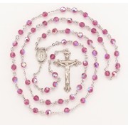 6mm Finest Fuchsia (AB) Sterling Silver Rosary Boxed