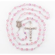 6mm Finest Light Rose Sterling Silver Rosary Boxed