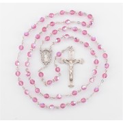 6mm Finest Pink(AB) Sterling Rosary - Boxed