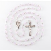 6mm Finest Rose Opal Rosary w/Ster Crucfix & Ctr Boxed