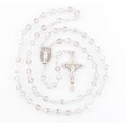 6mm Finest Smoked Crystal Sterling Silver Rosary - Boxed