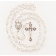 7mm Finest Crystal (AB) Sterling Silver Medium Double Capped Rosary - Boxed 82/185