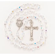 8mm Finest Crystal Beads (AB) Sterling Silver Rosary - Boxed