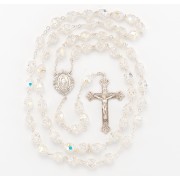8mm Finest Crystal (AB) Double Large Capped beads Sterling Silver Rosary - Boxed
