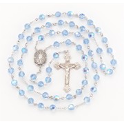 8mm Finest Light Sapphire (AB) Sterling Silver Rosary - Boxed