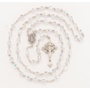 6mm Finest Fireball Crystal Sterling Silver Rosary - Boxed