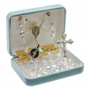 Aurora Semi Flat Finest Austrian Crystal Sterling Silver Rosary