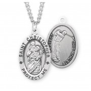 Sterling Silver Oval St Christopher Golf 24" Chain - Boxed - Necklace