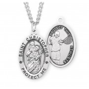 Sterling Silver Oval St Christopher Tennis 24" Chain - Boxed - Necklace