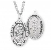 Sterling Silver Oval St Christopher Track 24" Chain - Boxed - Necklace
