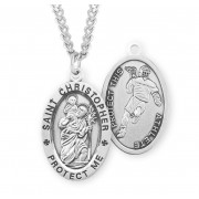 Sterling Silver Oval St Christopher Lacrosse 24" Chain - Boxed - Necklace