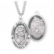 Sterling Silver Oval St Christopher Wrestling 24" Chain - Boxed - Necklace