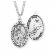 Sterling Silver Oval St. Sebastian Hockey 24" Chain - Boxed - Necklace