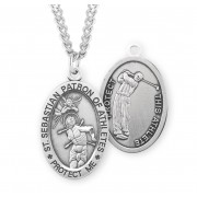 Sterling Silver Oval St. Sebastian Golf 24" Chain - Boxed - Necklace