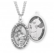 Sterling Silver Oval St. Sebastian Tennis 24" Chain - Boxed - Necklace