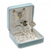 5mm Sterling Silver Genuine Cultured Pearl Rosary Boxed