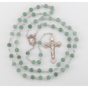 6mm Green Aventurine All Sterling Rosary Boxed