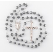 6mm Genuine Hematite All Sterling Rosary Boxed