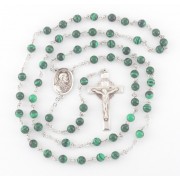 6mm Genuine Malachite All Sterling Rosary Boxed