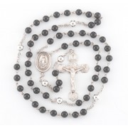 6mm Genuine Onyx w/Sterling O.F. Beads - Boxed