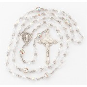 5mm All Sterling Silver Finest Crystal Rosary w/Clear Venetian Our Father Beads Boxed 5mm All Sterling Silver Finest Crystal Rosary w/Clear Venetian Our Father Beads Boxed