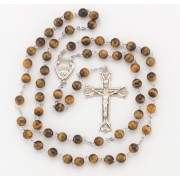 8mm Genuine Tiger Eye All Sterling Rosary Boxed