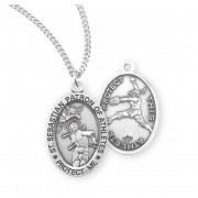 Sterling Silver Oval St. Sebastian Women's Softball Medal 18" Chain - Boxed - Necklace
