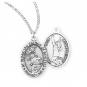 Sterling Silver Oval St. Sebastian Women's Tennis Medal 18" Chain - Boxed - Necklace