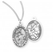 Sterling Silver Oval St. Sebastian Women's Volleyball Medal 18" Chain - Boxed - Necklace