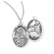 Sterling Silver Oval Lord Jesus Christ Female Softball Medal w/18" Chain - Boxed - Necklace