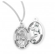 Sterling Silver Oval Lord Jesus Christ Female Basketball Medal w/18" Chain - Boxed - Necklace