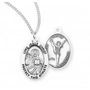 Sterling Silver Oval Lord Jesus Christ Female Cheer Medal w/18" Chain - Boxed - Necklace