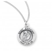 Saint Anthony Round Sterling Silver Medal - Necklace