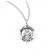 Saint Francis of Assisi Round Sterling Silver Medal - Necklace