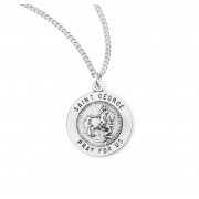 Sterling Silver 11/16" Round St. George Medal w/18" Chain - Boxed - Necklace