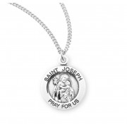 Saint Joseph Round Sterling Silver Medal - Necklace