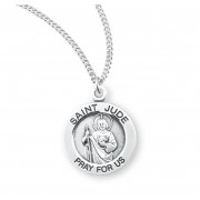 Saint Jude Round Sterling Silver Medal - Necklace