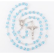Aqua Finest Austrian Crystal Sterling Silver Rosary