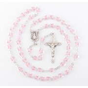 6mm Finest Light Rose Crystal All Sterling Silver Butterfly Rosary - Boxed