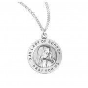 Sterling Silver 11/16" Round O. L. of Sorrow w/18" Chain - Boxed - Necklace