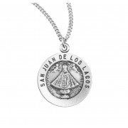 Sterling Silver 11/16" Round San Juan De Los Lagos Medal w/ 18" Chain - Boxed - Necklace