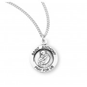 Sterling Silver Medal Round St Anthony 18" Chain - Boxed - Necklace Sterling Silver Medal Round St Anthony 18" Chain - Boxed - Necklace