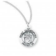 Sterling Silver Medal Round St Christopher - 18" Chain - Boxed - Necklace Sterling Silver Medal Round St Christopher - 18" Chain - Boxed - Necklace