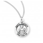 Sterling Silver Medal Round St Francis 18" Chain - Boxed - Necklace Sterling Silver Medal Round St Francis 18" Chain - Boxed - Necklace