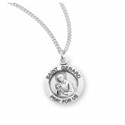 Sterling Silver Medal Round St Gerard 18" Chain - Boxed - Necklace Sterling Silver Medal Round St Gerard 18" Chain - Boxed - Necklace